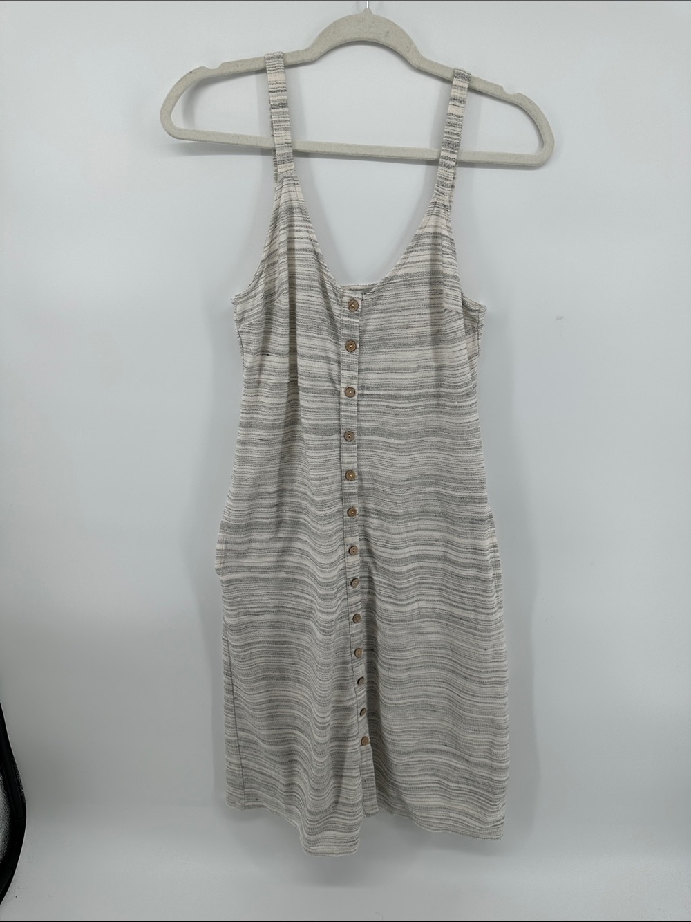 Lucky Brand Boho Coastal BeachLuxuryClean Girl Beige&Cream Striped MidiDress SzS